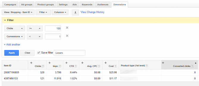 google-adwords-dimension-tab-loser-filter-results